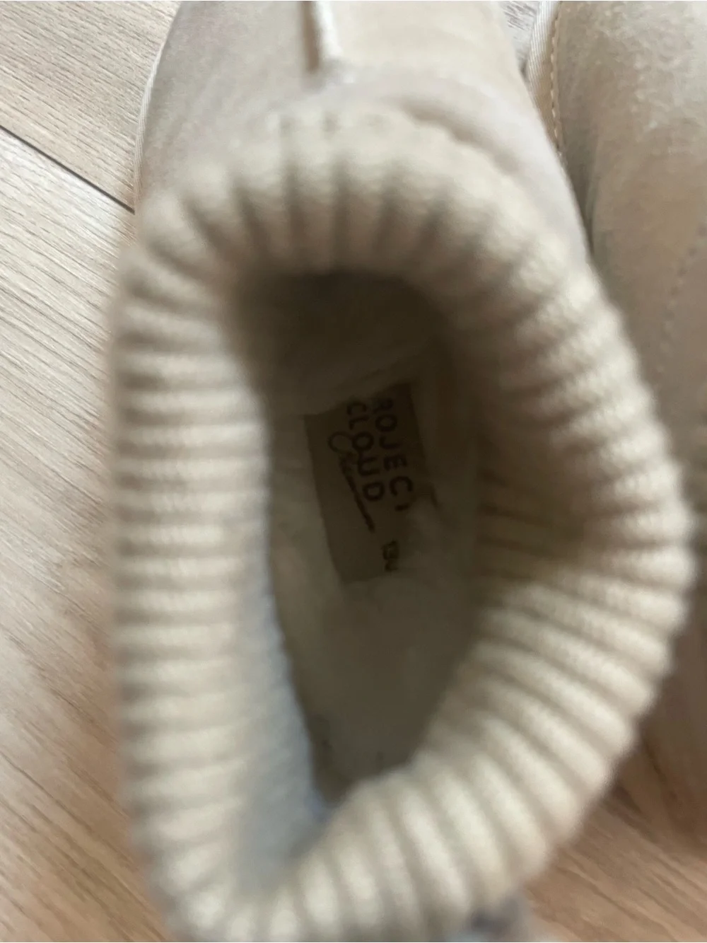 Kids Tan Slip-On Knit Cuff Boots
